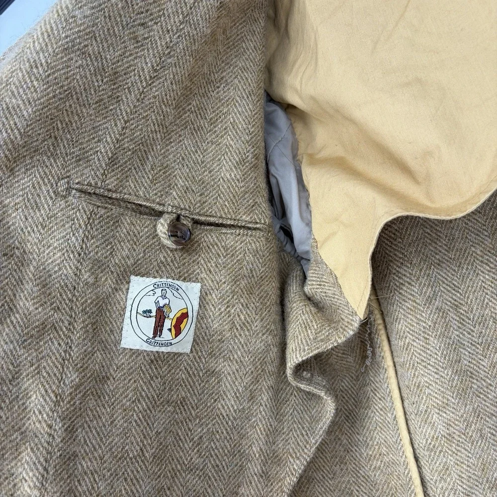 VTG‎ Crittenden Mackinnon Scotland Wool Blazer ML Tweed Herringbone Unstructured